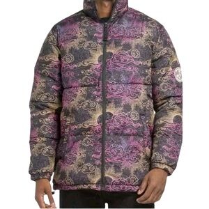 Wesc Puffer Jacket Cloudy Moon Sun Mens M Unisex Vegan Streetwear Snow Winter